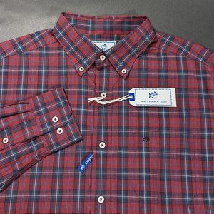 $99 Southern Tide Men`s Skipjack Long Sleeve Shirt L 2XL Plaid Classic Fit